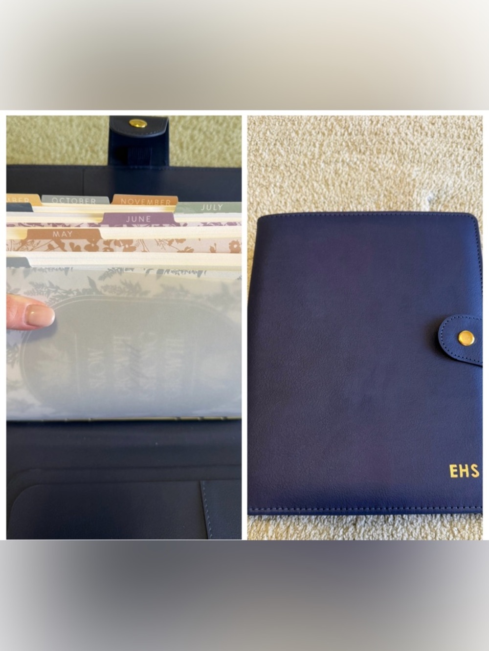 Erin Condren A5 Daily Duo May-December 2026 with Navy Blue Faux Leather Binder